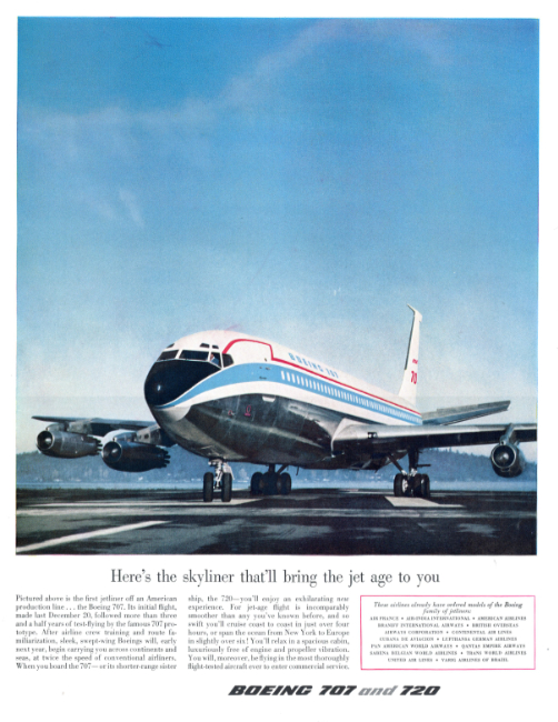 Boeing 707 and 720. Holiday magazine, April 1958.