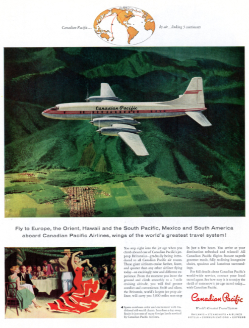 Canadian Pacific  Air Lines. Holiday magazine, June 1958.