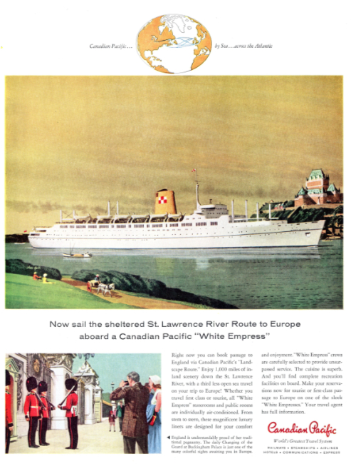 Canadian Pacific Steamships. Holiday magazine, May 1958.