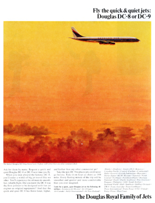 Douglas DC-8, DC-9. Holiday magazine, April 1964.