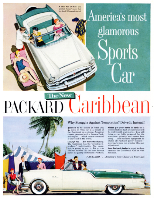 Packard Caribbean. Holiday magazine, May 1954.