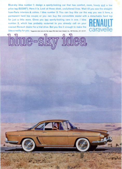 Renault Caravelle. Holiday magazine, March 1961.