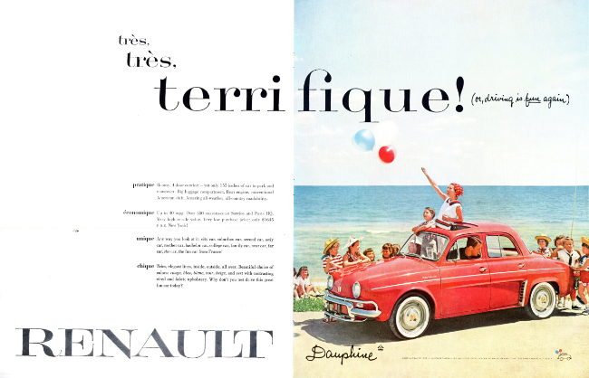Renault Dauphine. Holiday magazine, September 1958.