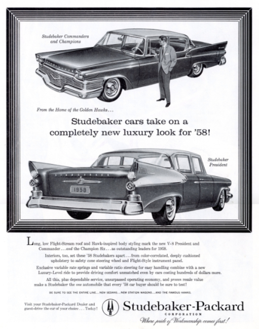 Studebaker-Packard. Holiday magazine, November 1957.