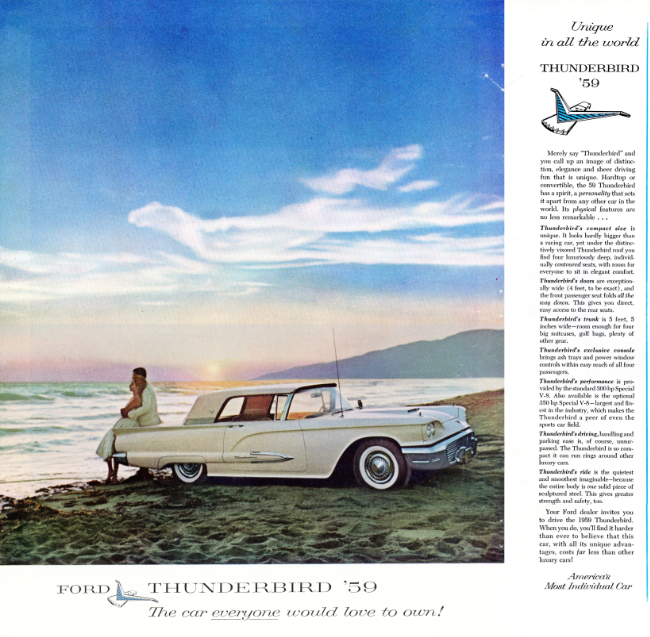 Thunderbird. Holiday magazine, February 1959.