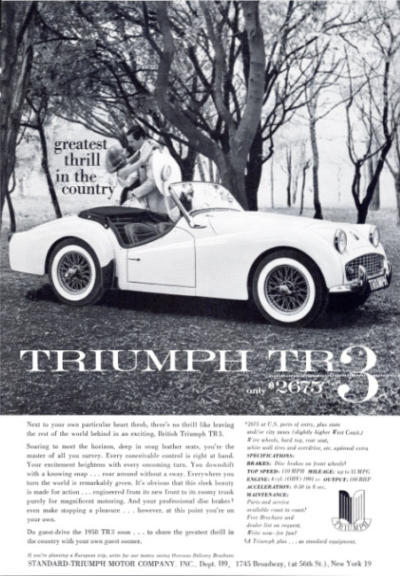 Triumph TR3. Holiday magazine, September 1958.