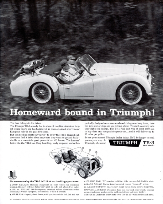Triumph TR-3. Holiday magazine, January 1960.