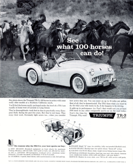 Triumph TR-3. Holiday magazine, May 1960.