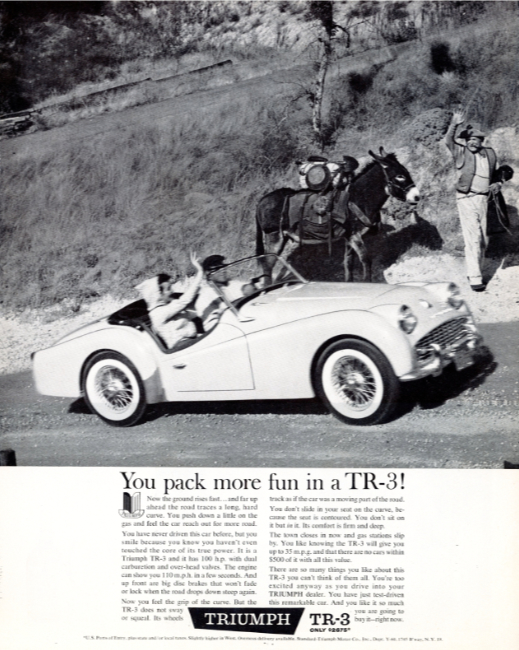 Triumph TR-3. Holiday magazine, June 1960.