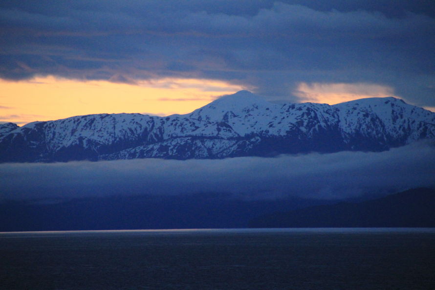 Sailing north towards Ketchikan, Alaska, at dawn