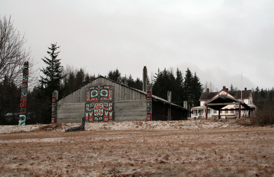 Replicas of Chilkat Indian longhouses at Fort William H. Seward on Haines, Alaska