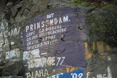 The 1977 signature of Holland America's cruise ship Prinsendam at Skagway, Alaska