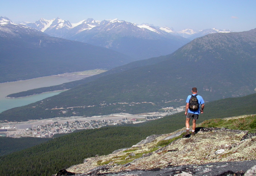 Looking down on Skagway from the trail between Upper Dewey Lake and the Devil's Punchbowl
