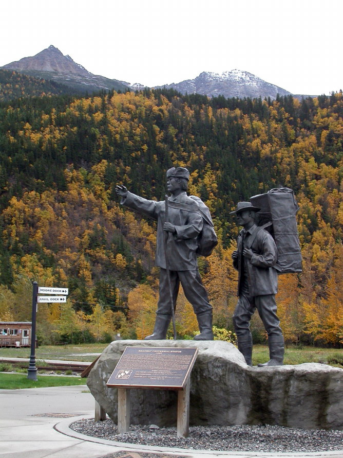 Tlingit packers statue in Skagway, Alaska