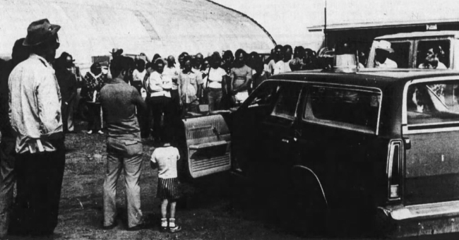 Alaska Highway closed by floods, July 1974