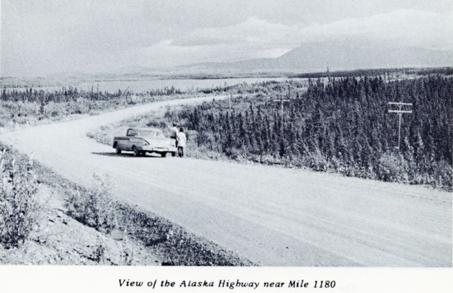View of the Alaska Highway near Mile 1180, 1960