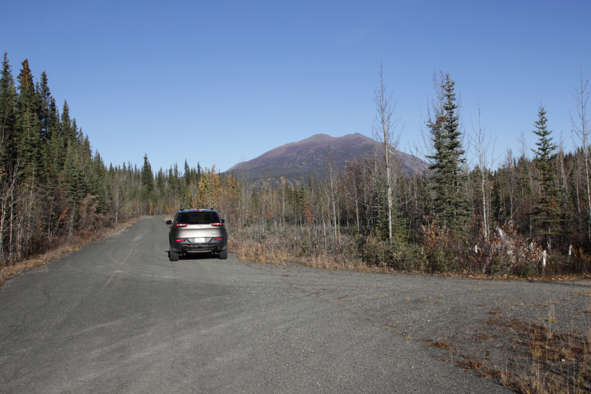 The Lt. Roland Small memorial at Km 6.4 of the Old Alaska Highway along the Kluane River on September 26, 2026.