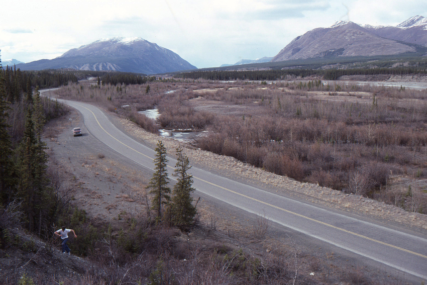 The Old Alaska Highway along the Kluane River in late April or early May 1999.
