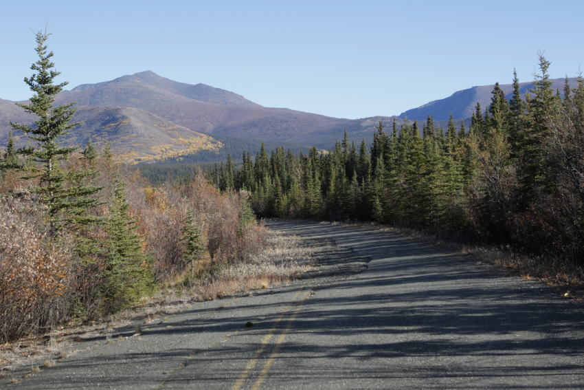 Km 1.8 of the Old Alaska Highway along the Kluane River on September 26, 2026.