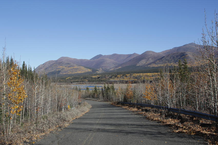 Km 2.1 of the Old Alaska Highway along the Kluane River on September 26, 2026.