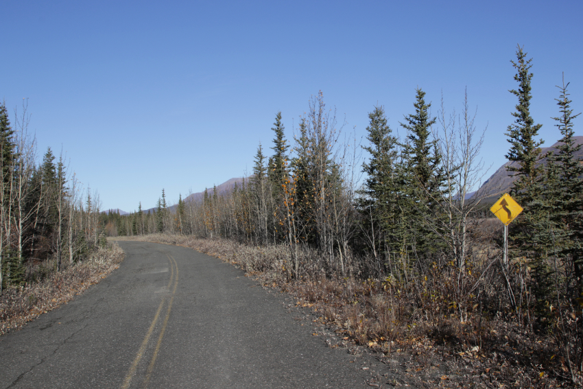 Km 3.0 of the Old Alaska Highway along the Kluane River on September 26, 2026.