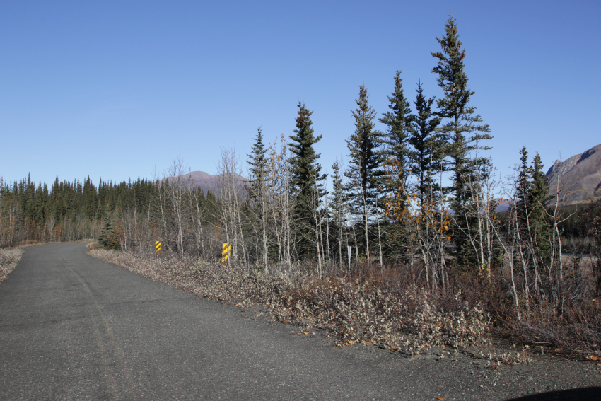 Km 5.8 of the Old Alaska Highway along the Kluane River on September 26, 2026.