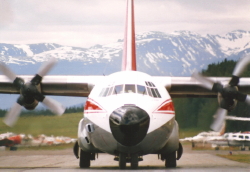 C-FNWY, an L-100-30 operated by Northwest Territorial Airways, at Smithers, BC, in 1985
