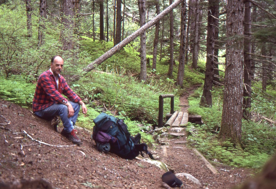 Murray Lundberg hiking the Chilkoot Trail in May 1998
