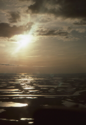 Aerial view of the Mackenzie Delta at 10:30 pm on June 21st