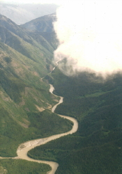 Aerial view of the upper Stikine River in BC