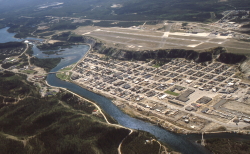 Aerial view of Whitehorse, Yukon, in 1985