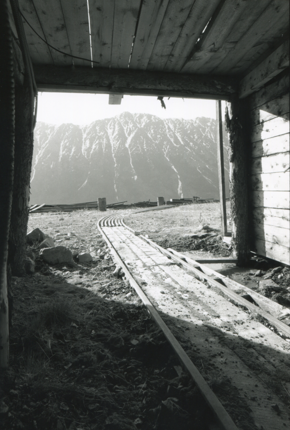 Looking out from the 860m adit of the Venus silver mine.