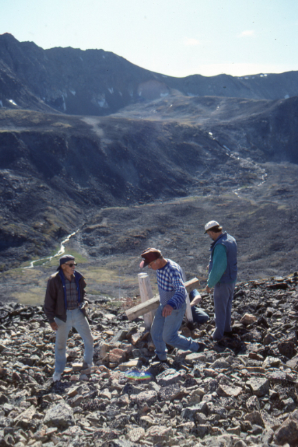 Staking our first mining claim on Montana Mountain, Yukon.