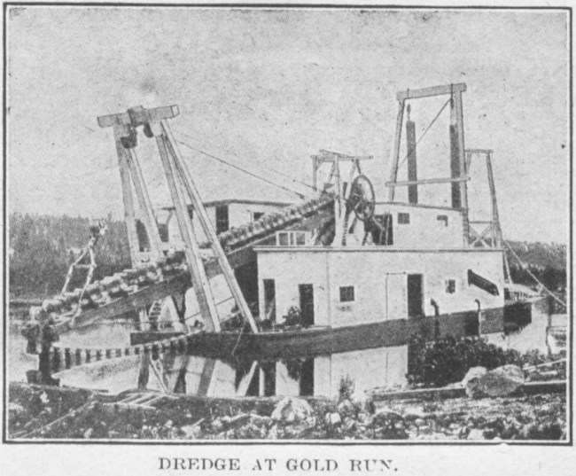Gold dredge working at Gold Run near Atlin, 1913
