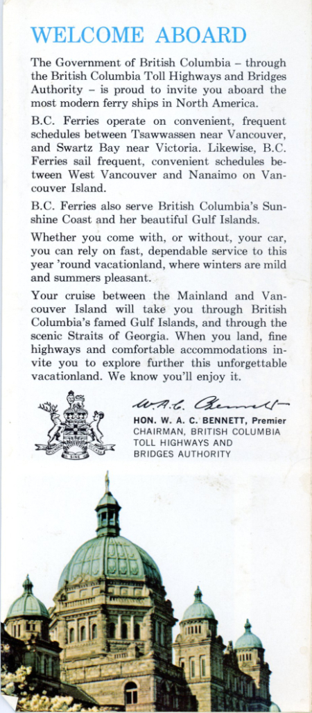 British Columbia Ferries, 1963
