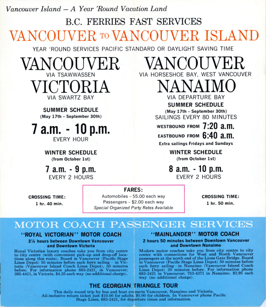 British Columbia Ferries, 1963