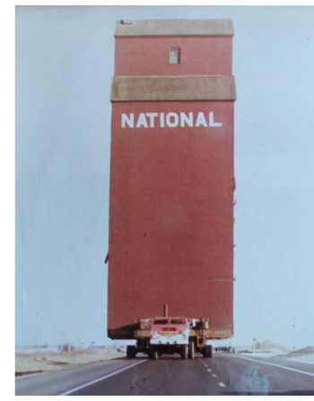 Dawson Creek grain elevatopr being moved in November 1982