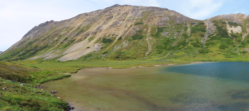 The head of Bryant Lake, BC, has a wonderful sandy beach.