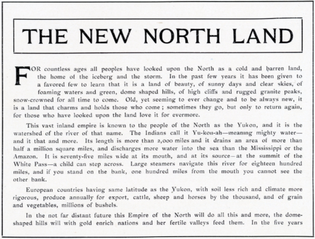 A Yukon Souvenir, 1904 - The New North Land