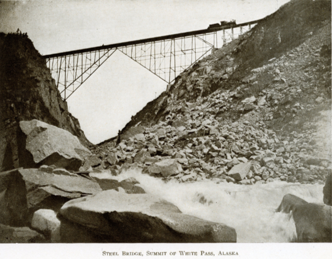 A Yukon Souvenir, 1904 - Steel Bridge, Summit of White Pass, Alaska
