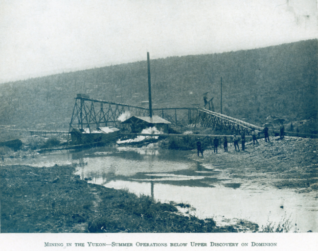 A Yukon Souvenir, 1904 - Mining in the Yukon - Summer Operations Below Upper Discovery on Dominion