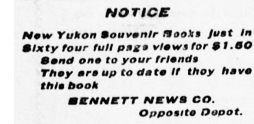 Newspaper ad for A Yukon Souvenir, 1904