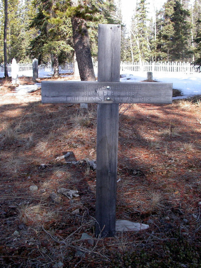 Headboard for Thomas 'Tommy' Christien, Atlin Pioneer Cemetery, BC
