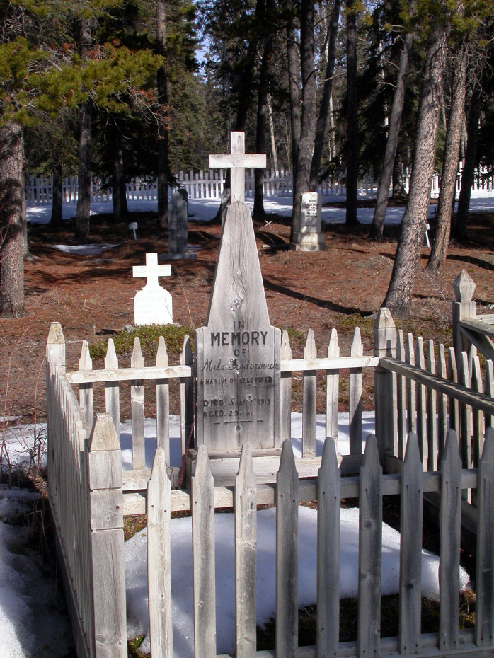 Headboard for Milo Fiodorovich, Atlin Pioneer Cemetery, BC