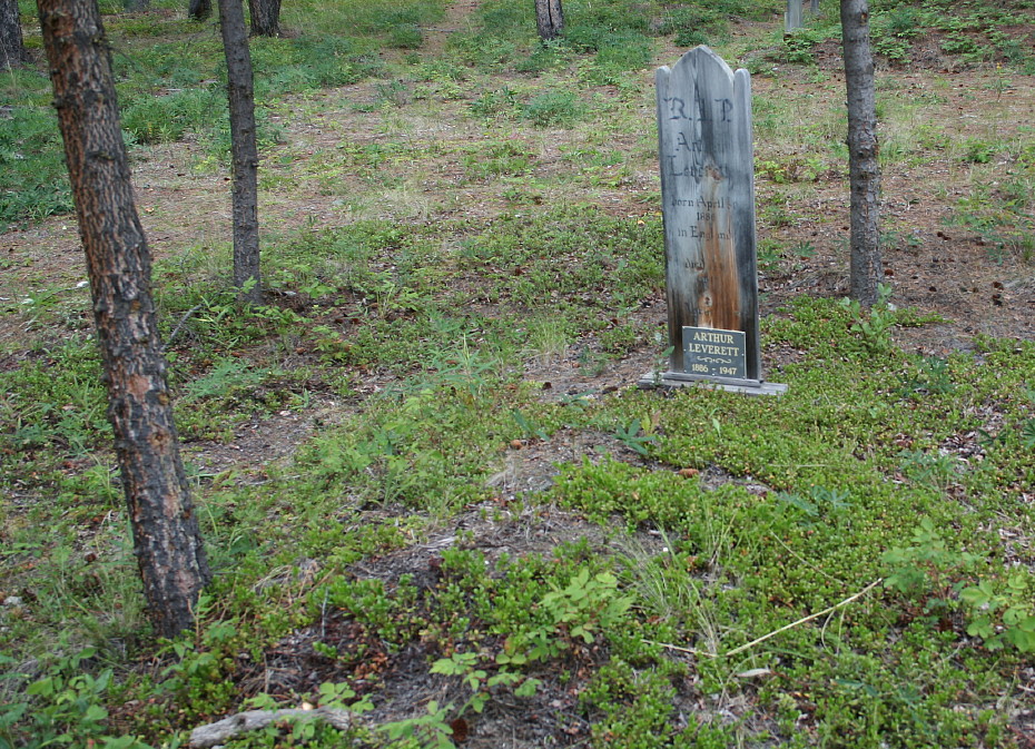 Headboard for Arthur Leverett, Atlin Pioneer Cemetery, BC