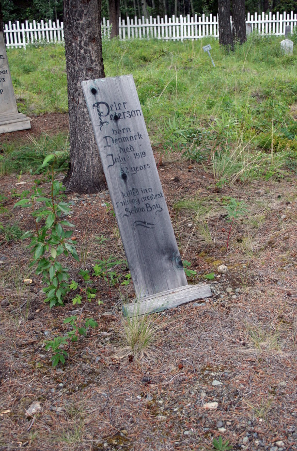 Headboard for Peter Peterson, Atlin Pioneer Cemetery, BC