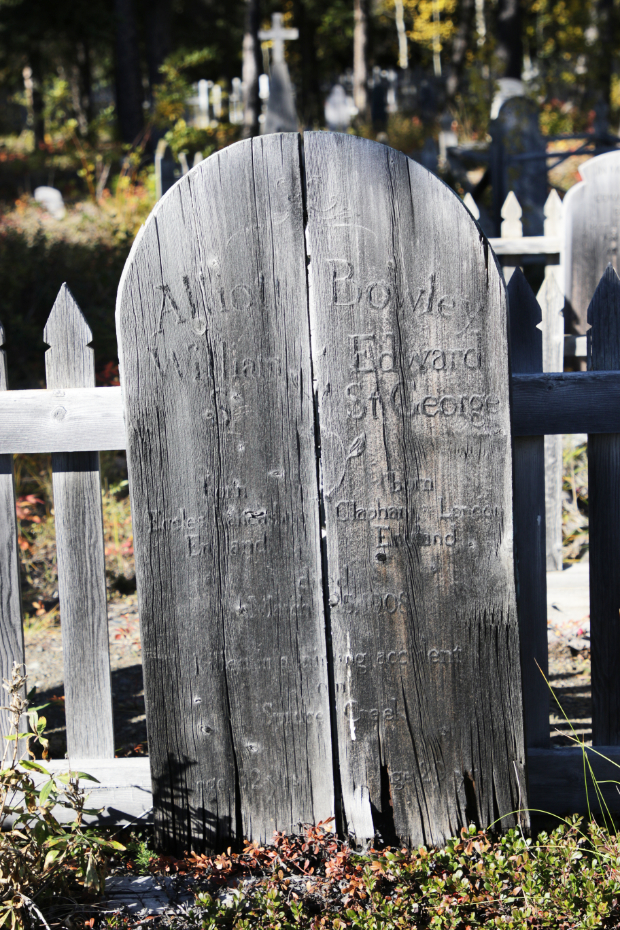 Headboard for William S. 'Billy' Alliott, Atlin Pioneer Cemetery, BC