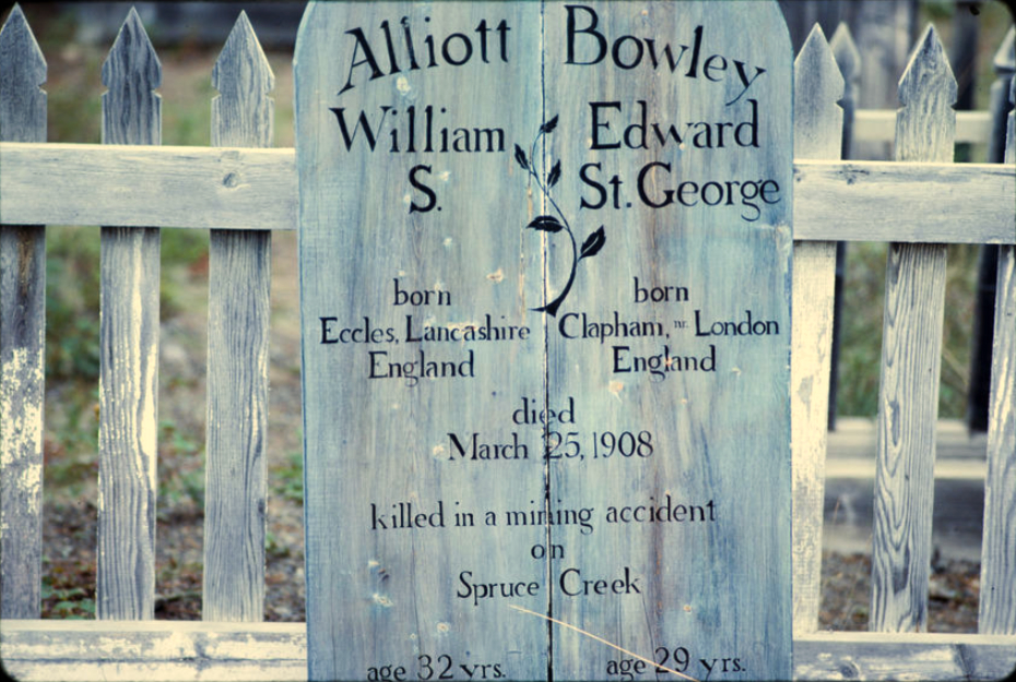 Headboard for William S. 'Billy' Alliott, Atlin Pioneer Cemetery, BC