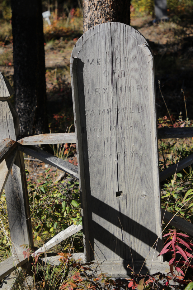Grave of Alexander S. Campbell in the Atlin Pioneer Cemetery, BC