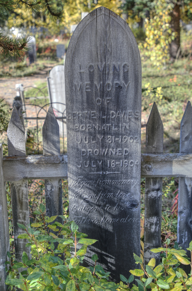 Headboard for Bertie L. Davies, Atlin Pioneer Cemetery, BC